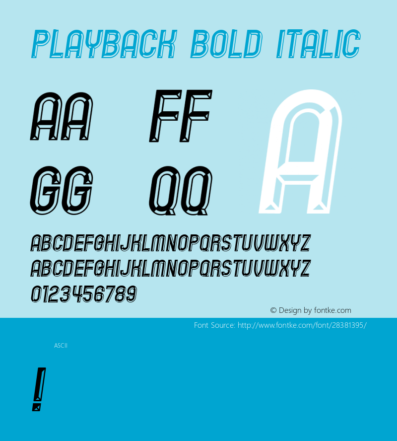 Playback Bold Italic Version 1.000图片样张