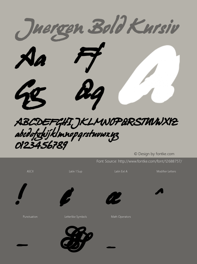 Juergen Bold Kursiv Version 2.2; 1999图片样张