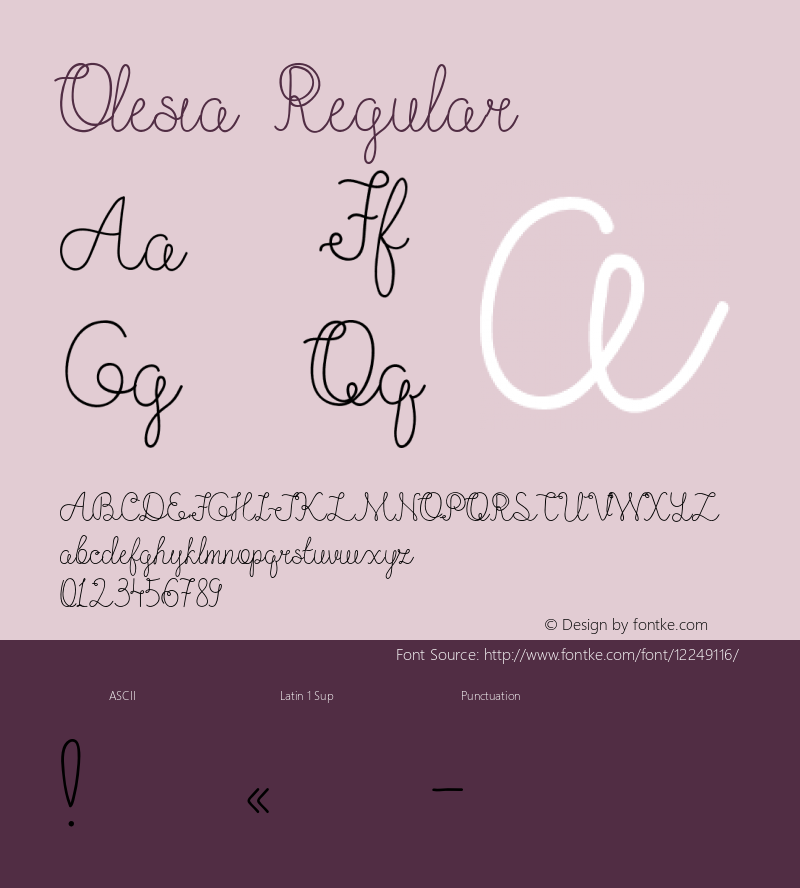 Olesia Regular Version 1.001;PS 001.001;hotconv 1.0.70;makeotf.lib2.5.58329图片样张