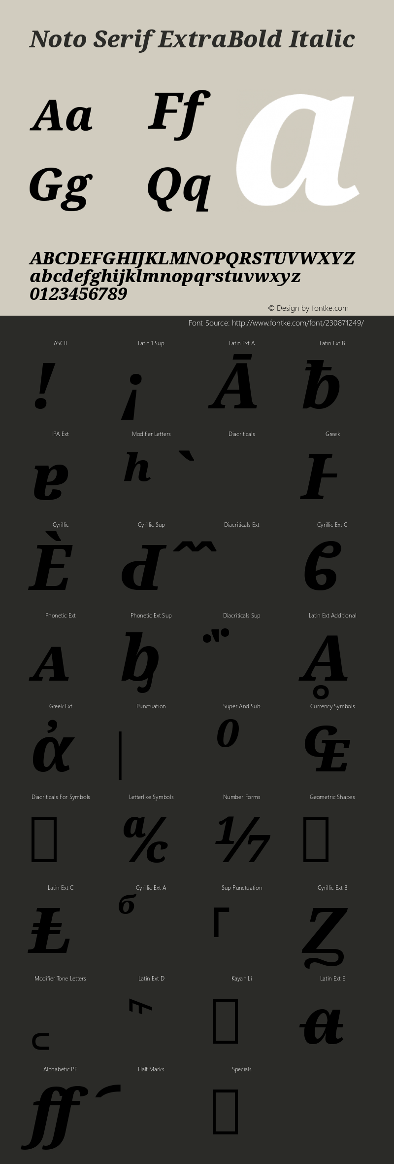 Noto Serif ExtraBold Italic Version 2.007图片样张