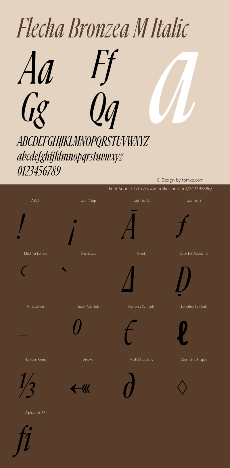 Flecha Bronzea M Italic Version 1.001图片样张