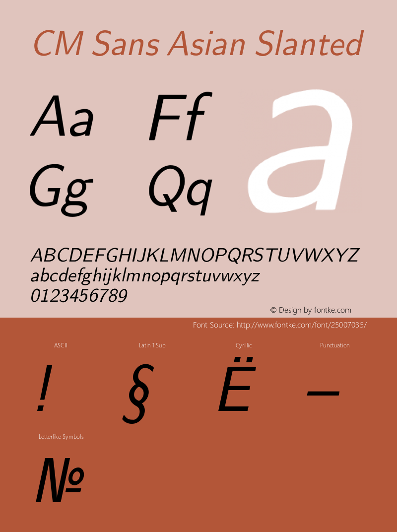 Computer Modern Sans Asian Cyrillic Slanted Version 001.001图片样张