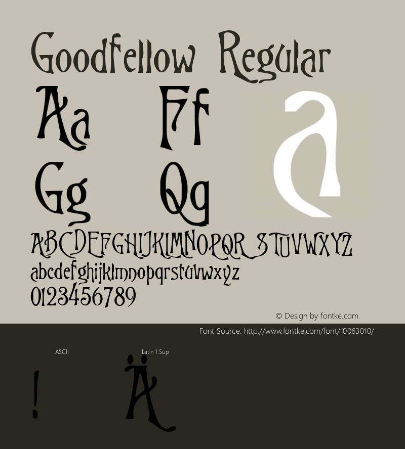 Goodfellow Regular Altsys Fontographer 4.0.2 10/25/93图片样张