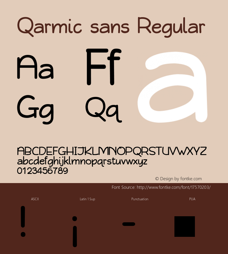 Qarmic sans Regular Qarmic sans Version 1.00; February 2009 initial release图片样张