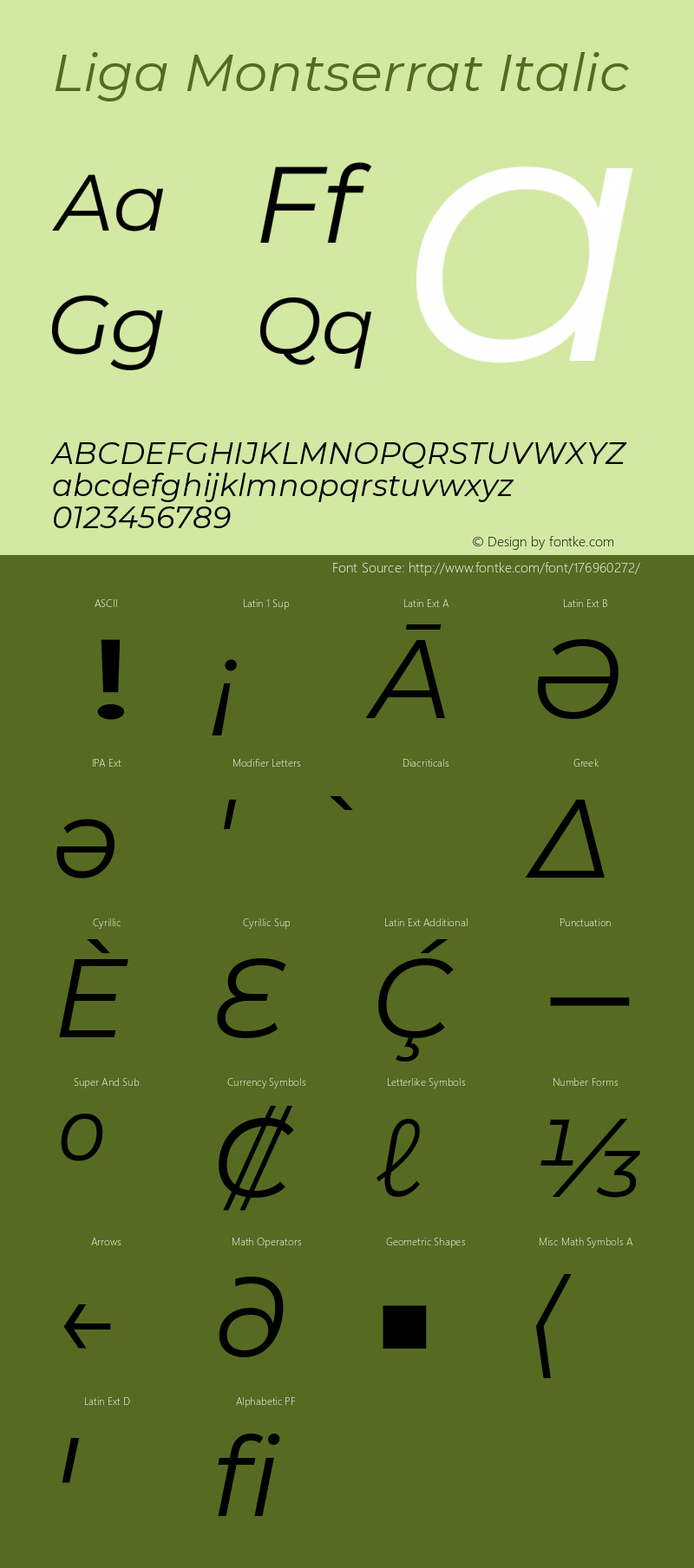 Liga Montserrat Italic Version 7.222图片样张