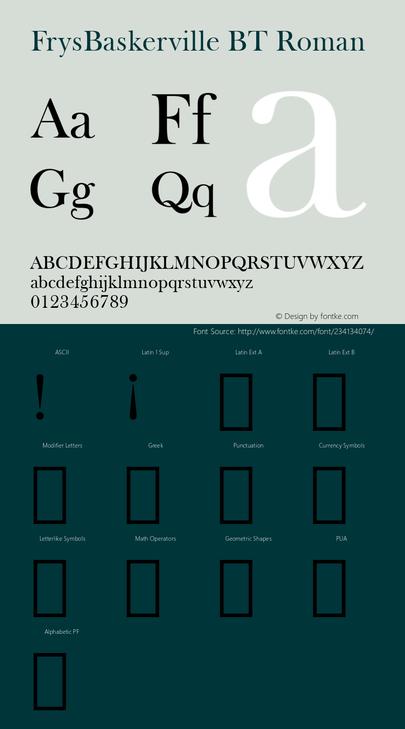 FrysBaskerville BT Roman Version 1.01 emb4-OT图片样张