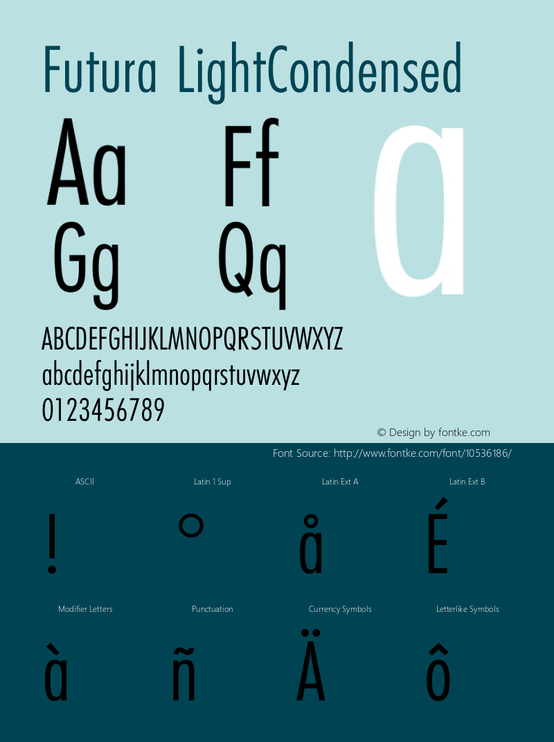 Futura LightCondensed Version 001.001图片样张