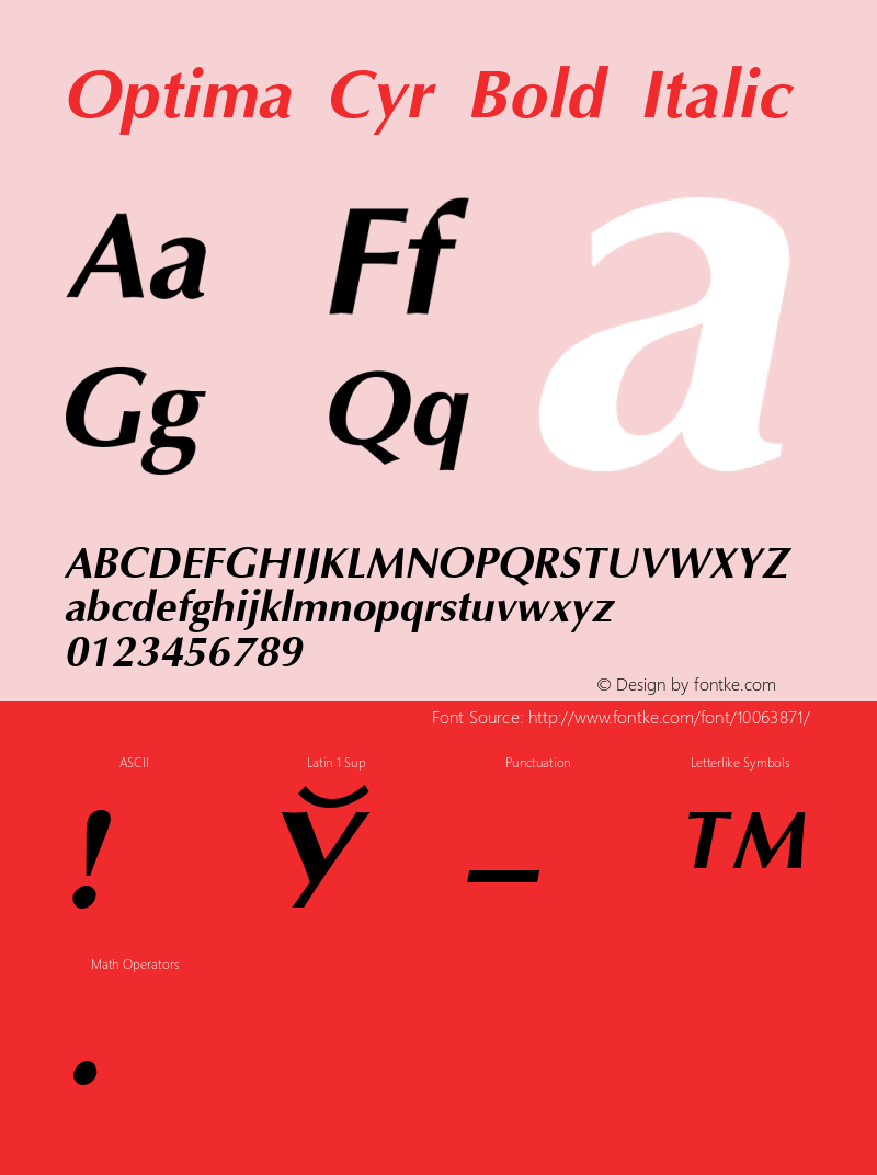 Optima Cyr Bold Italic 001.000图片样张