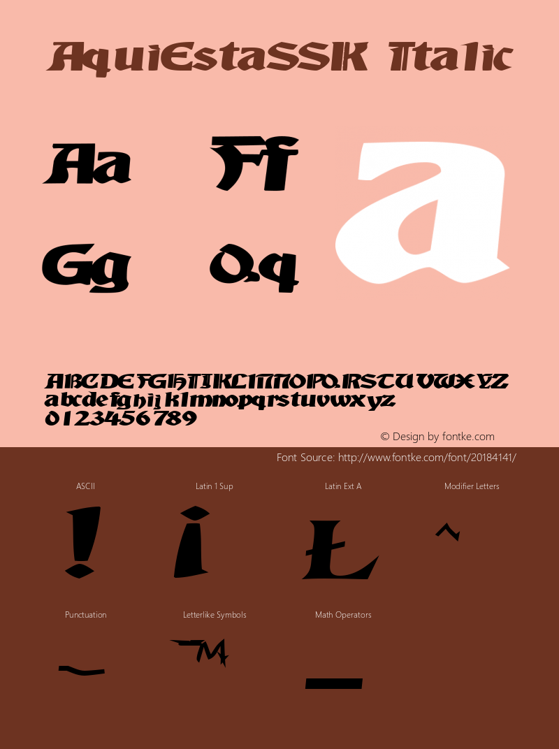 AquiEstaSSK Italic Macromedia Fontographer 4.1 8/10/95图片样张