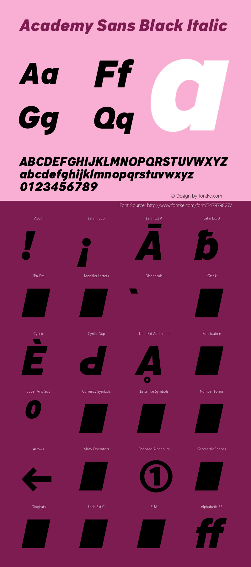 Academy Sans Black Italic Version 2.001图片样张