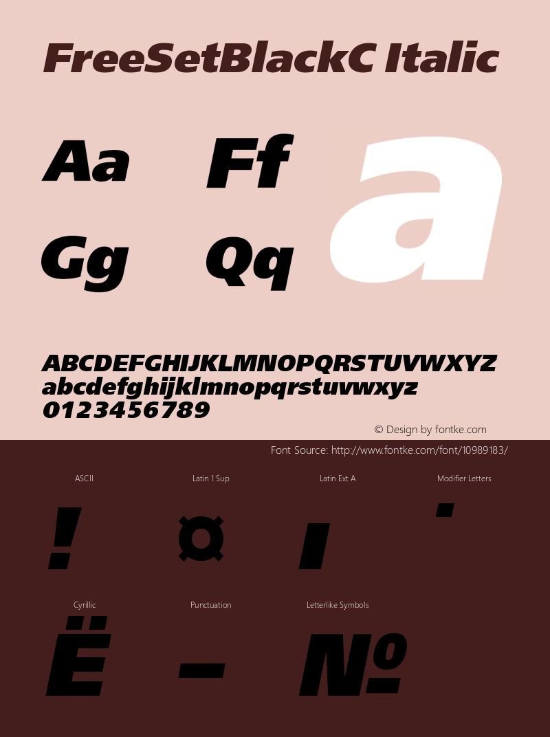 FreeSetBlackC Italic Version 001.000图片样张