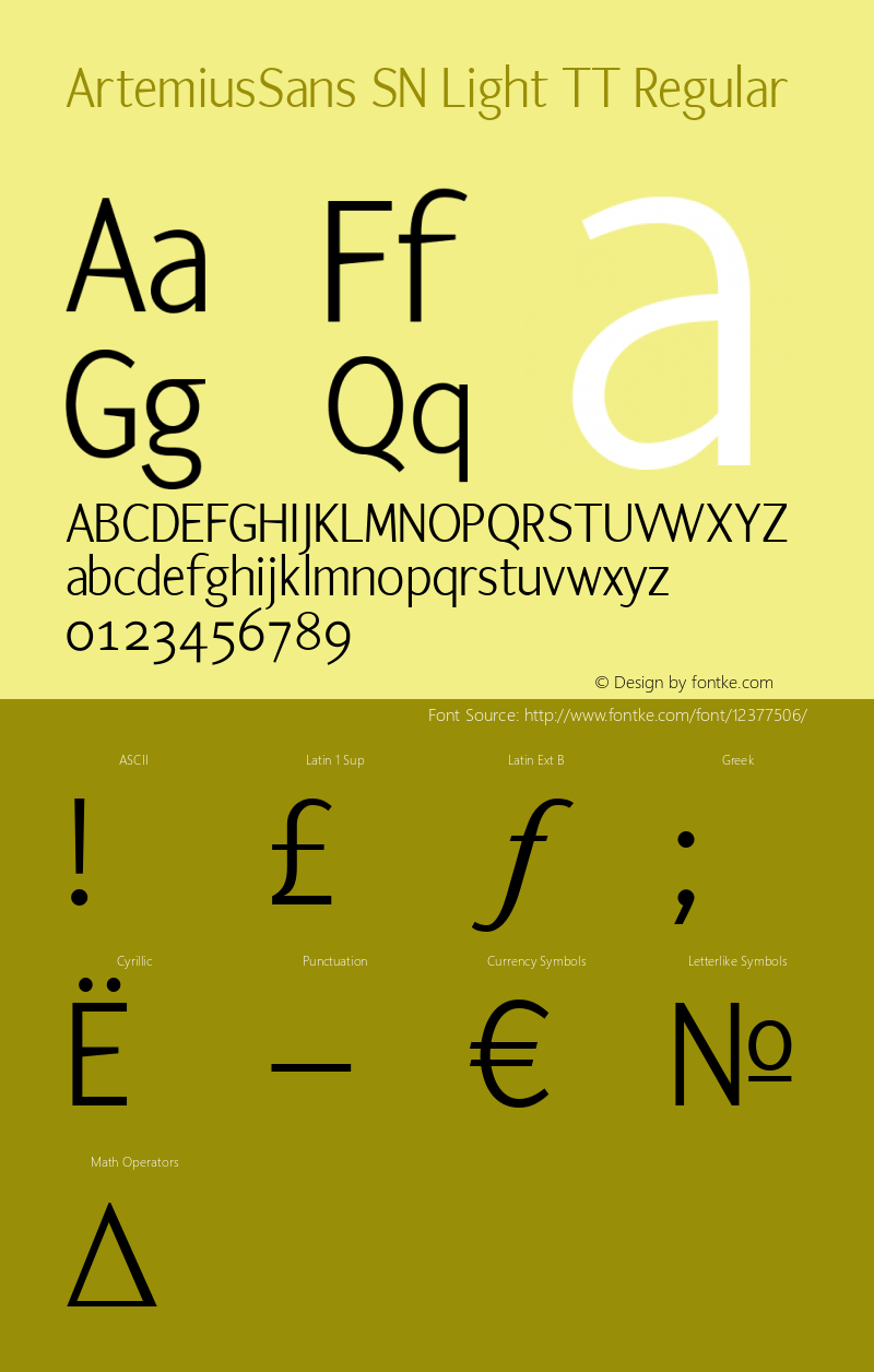 ArtemiusSans SN Light TT Regular 001.001图片样张