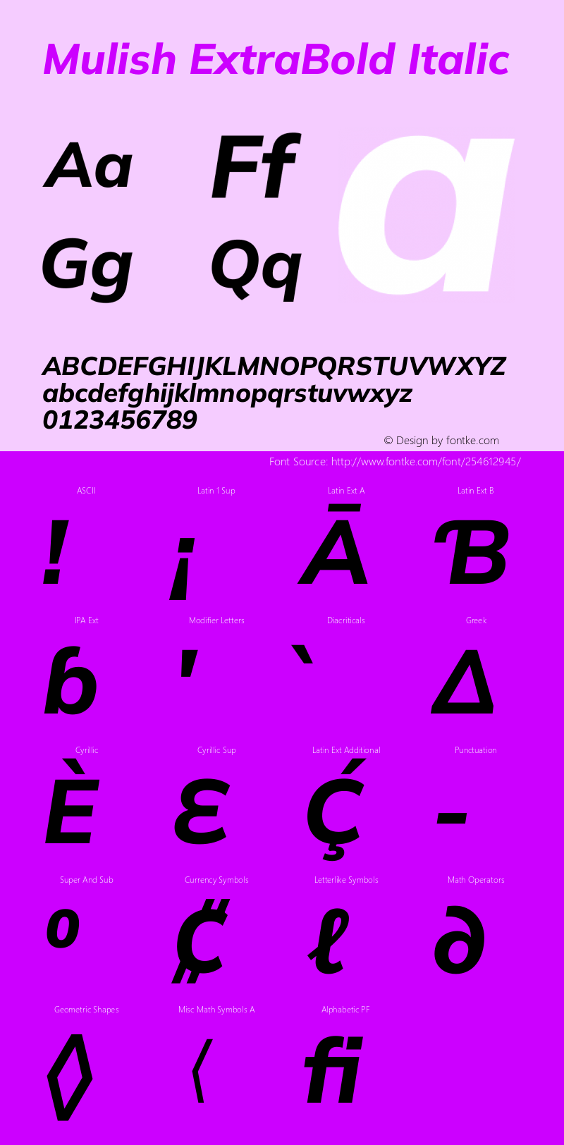 Mulish ExtraBold Italic Version 3.603图片样张