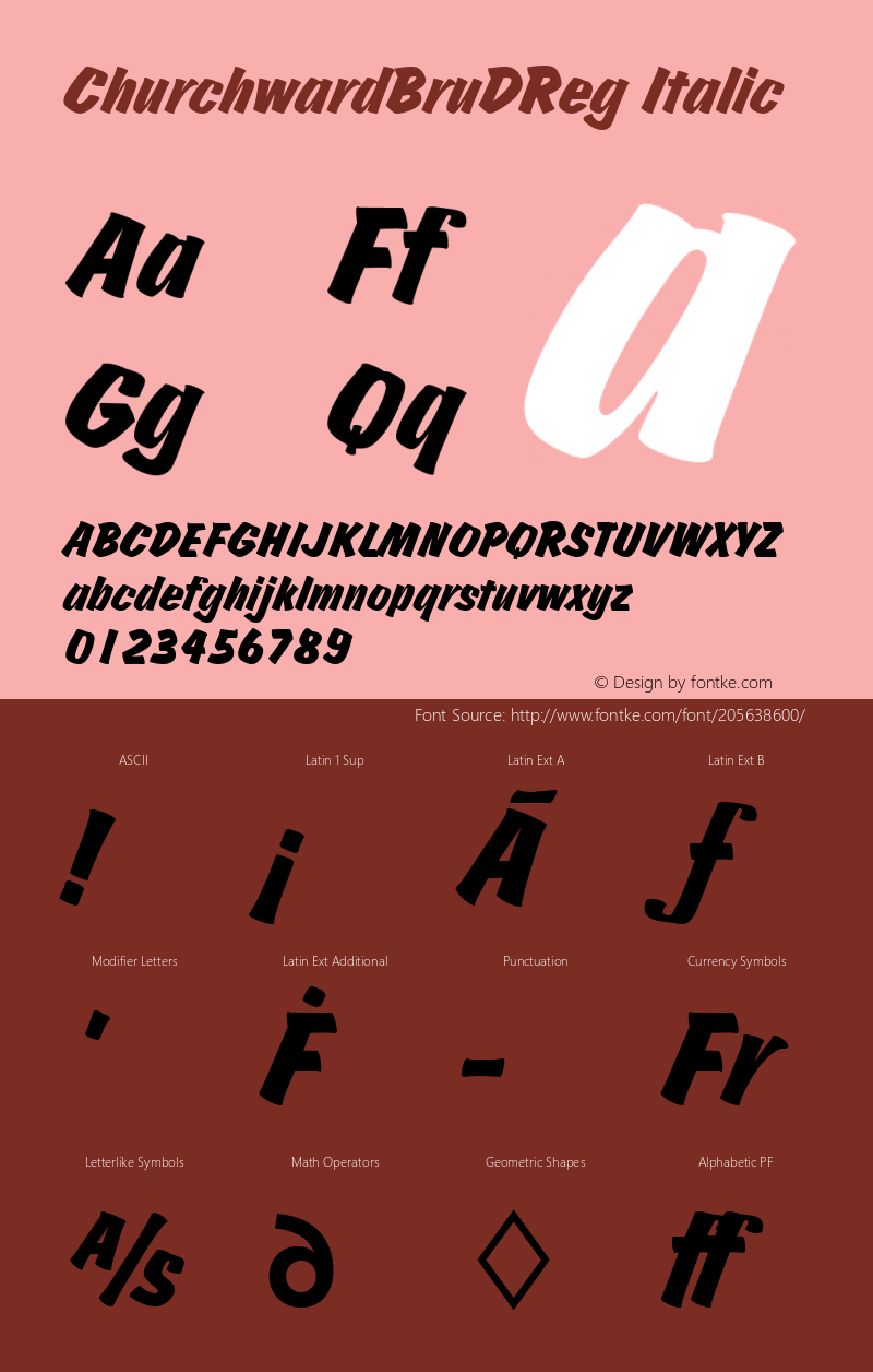 ChurchwardBruDReg Italic Version 1.00图片样张