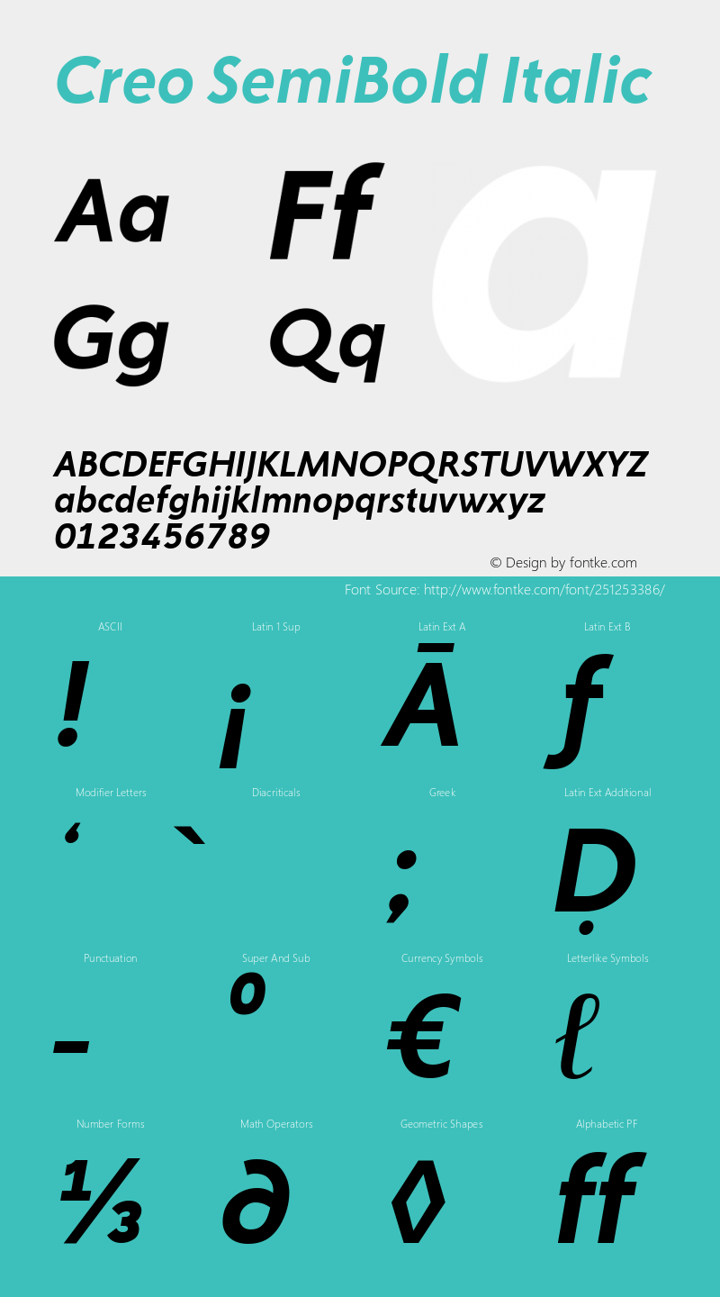 Creo SemiBold Italic Version 1.004图片样张