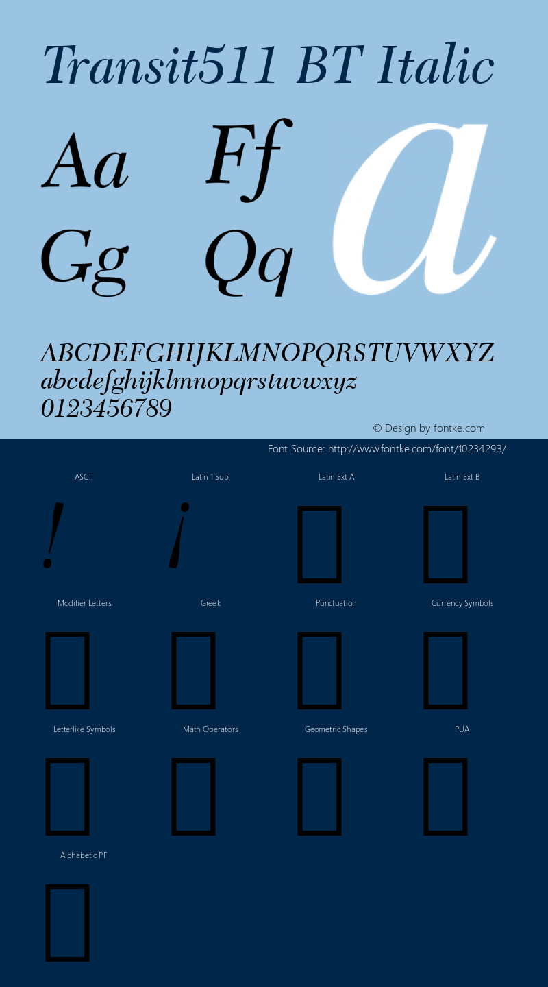 Transit511 BT Italic Version 1.01 emb4-OT图片样张