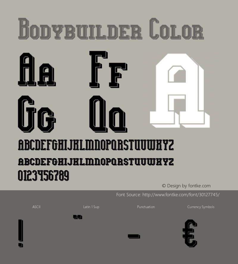Bodybuilder Color Version 1.00;May 22, 2019;FontCreator 11.5.0.2430 64-bit图片样张
