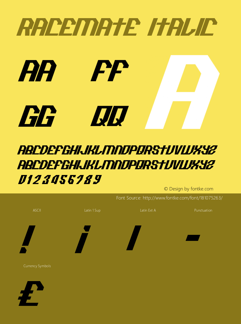 Racemate Italic Version 1.002;Fontself Maker 3.5.6图片样张