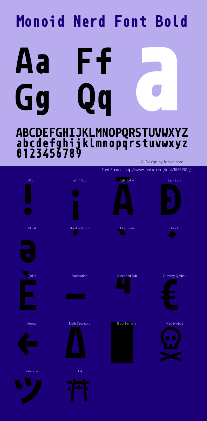 Monoid Nerd Font Bold Version 0.61;Nerd Fonts 0.8.图片样张
