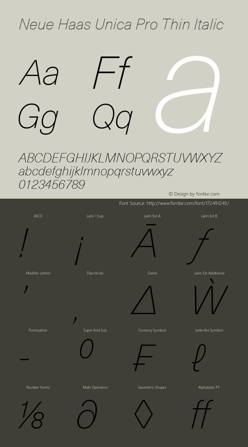 Neue Haas Unica Pro Thin Italic Version 1.1图片样张