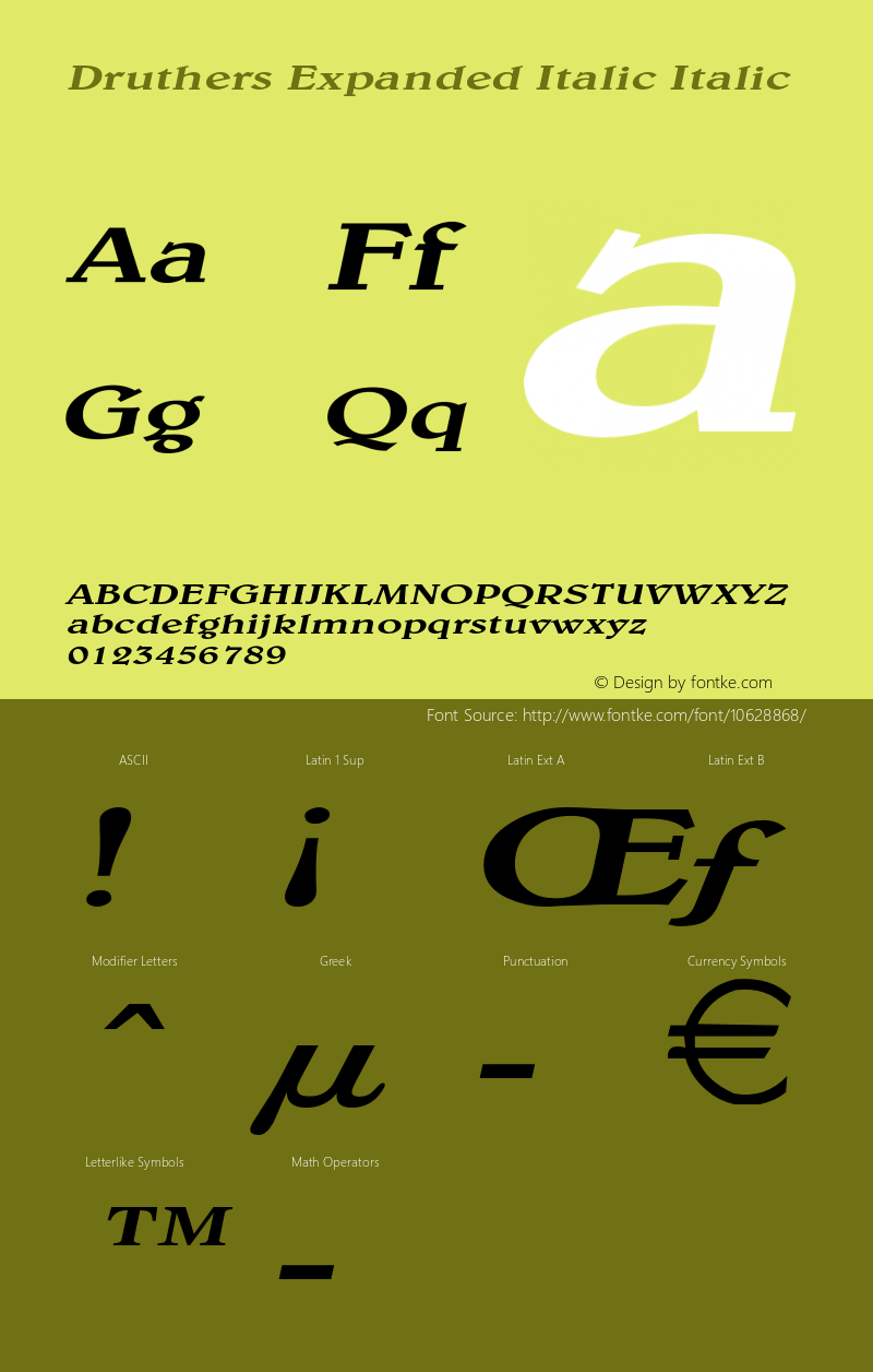 Druthers Expanded Italic Italic Version 1.000图片样张