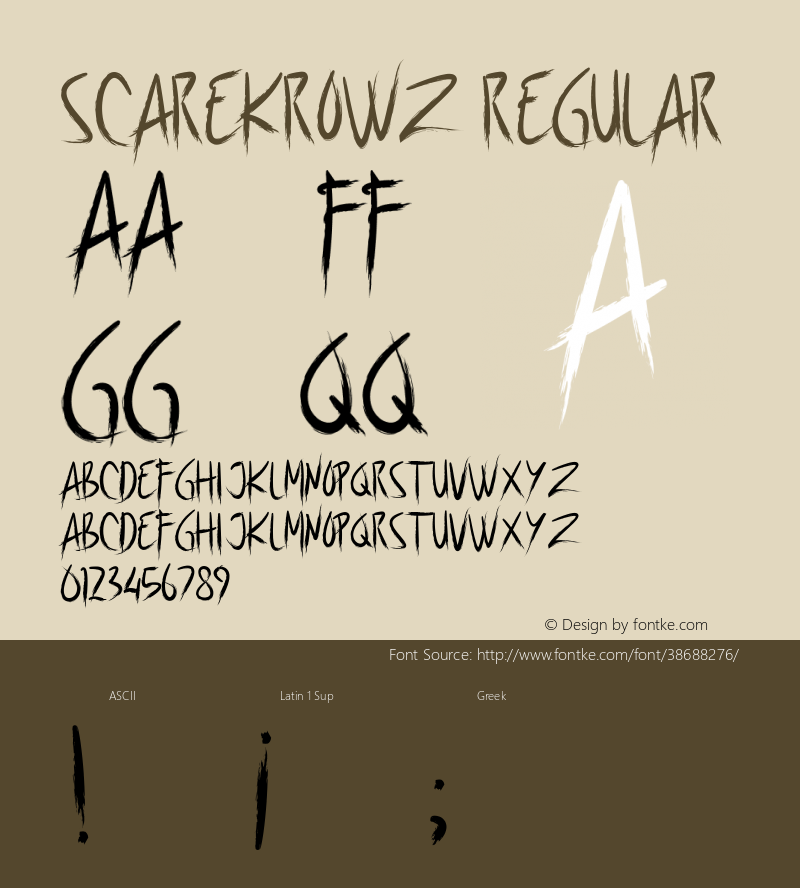 Scarekrowz Version 1.00;October 4, 2019;FontCreator 11.5.0.2427 32-bit图片样张