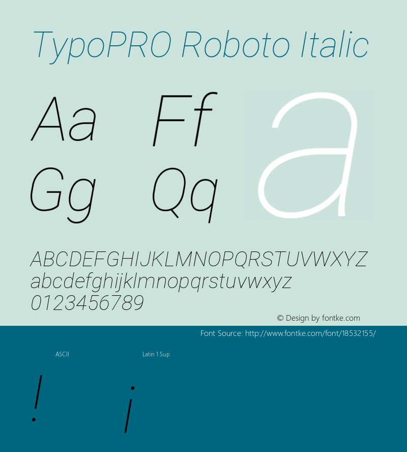 TypoPRO Roboto Italic Version 2.135; 2016图片样张