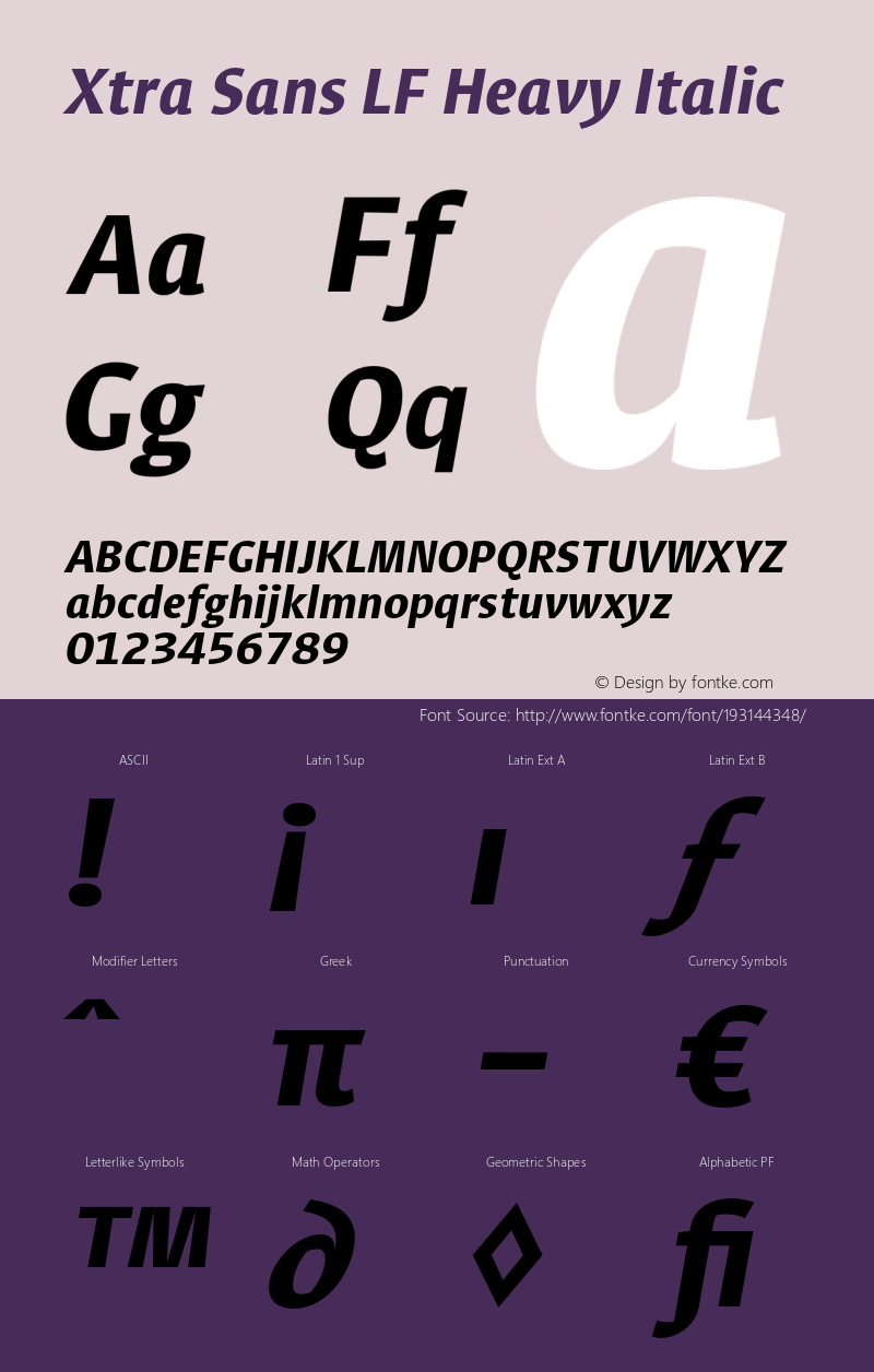 XtraSansLF-HeavyItalic Version 2.001 2006图片样张