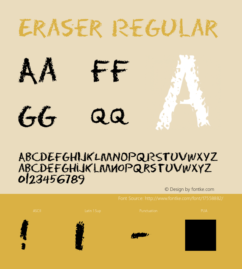 Eraser Regular Altsys Fontographer 3.5  4/10/92图片样张