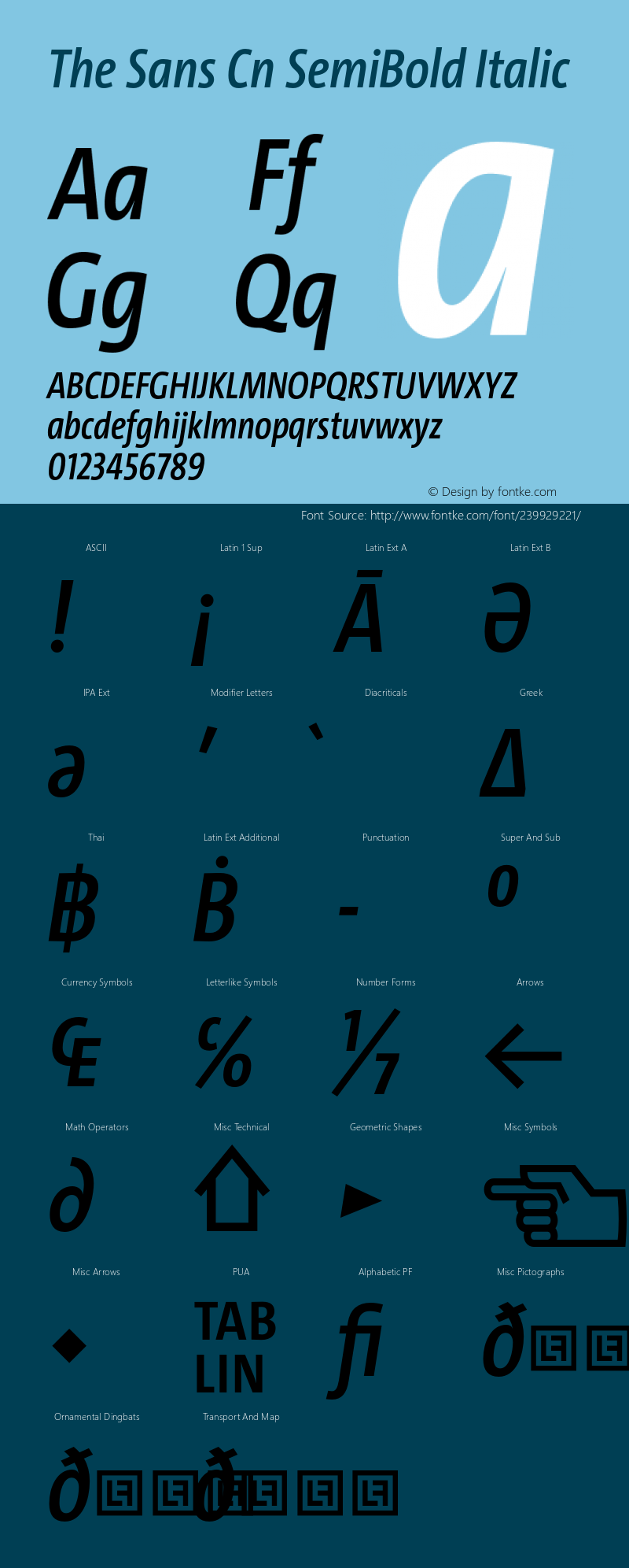 The Sans Cn SemiBold Italic Version 4.025图片样张