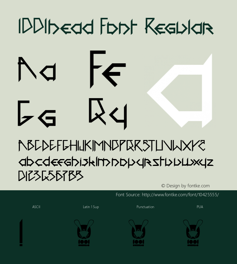 1001head Font Regular Version 1.00 February 10, 2012, initial release图片样张