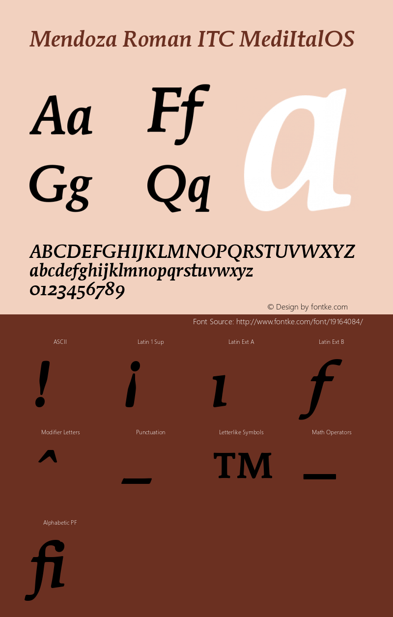 Mendoza Roman ITC Medium Italic OS Version 001.005图片样张