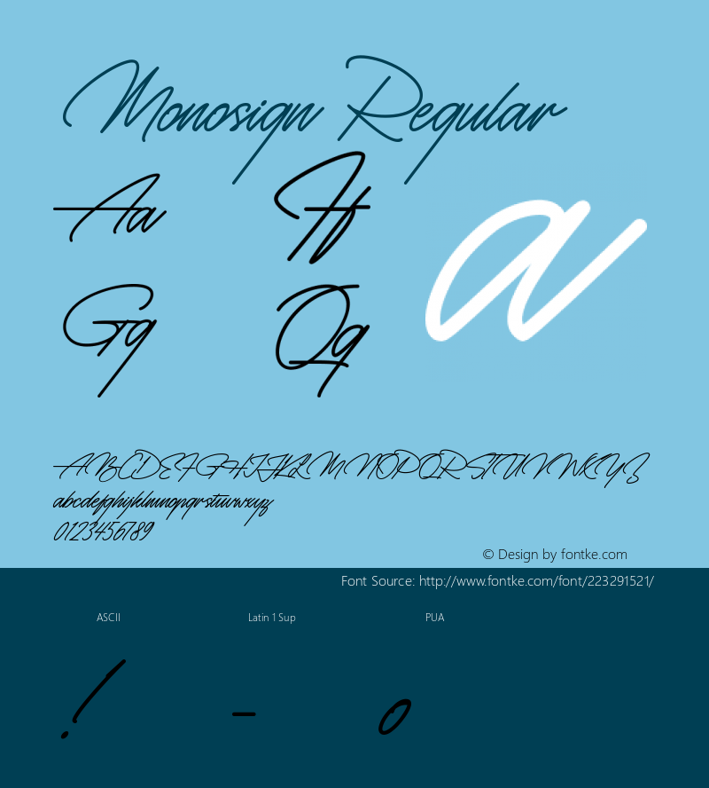Monosign Version 1.00;February 24, 2021;FontCreator 12.0.0.2565 64-bit图片样张