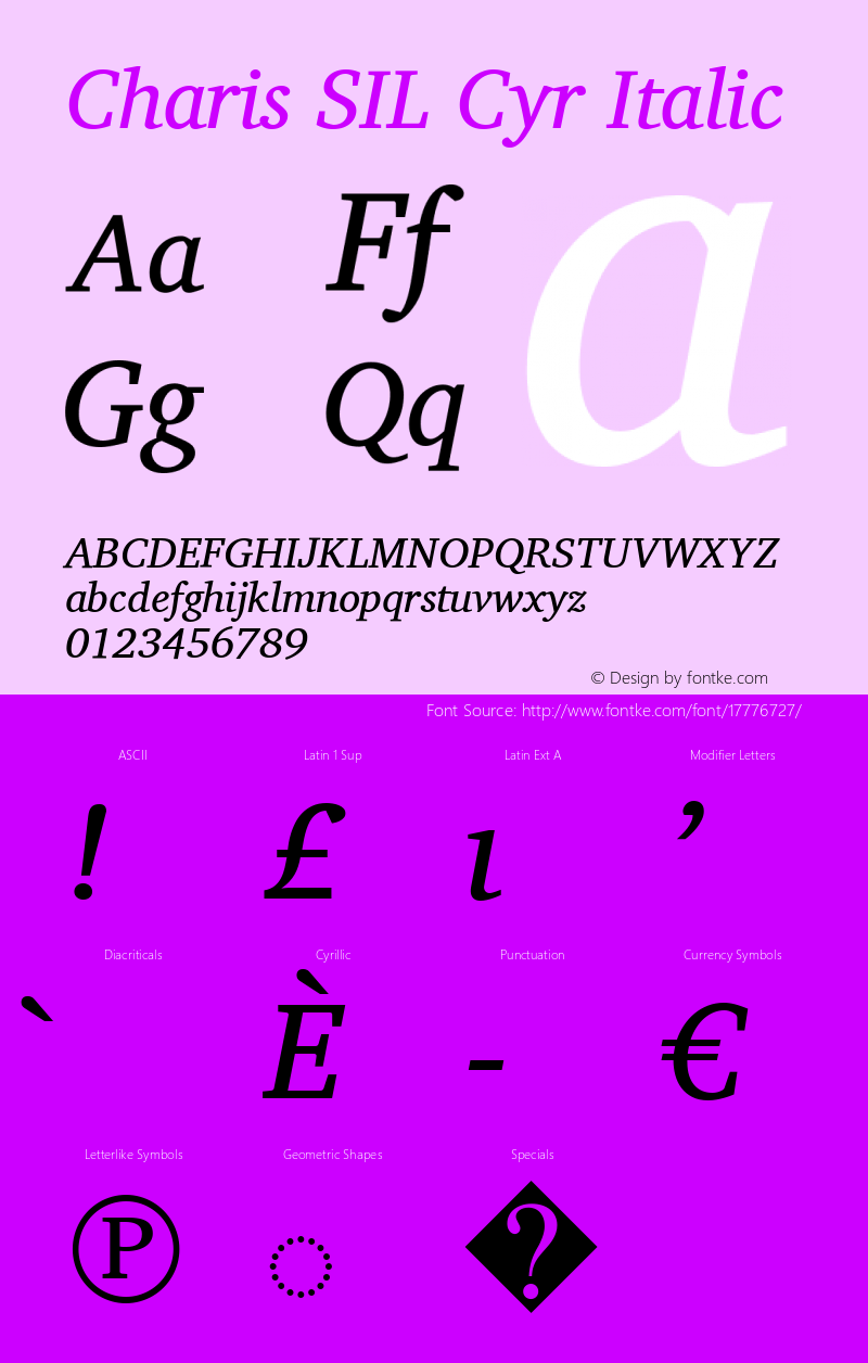 Charis SIL Cyr Italic Version 5.000图片样张