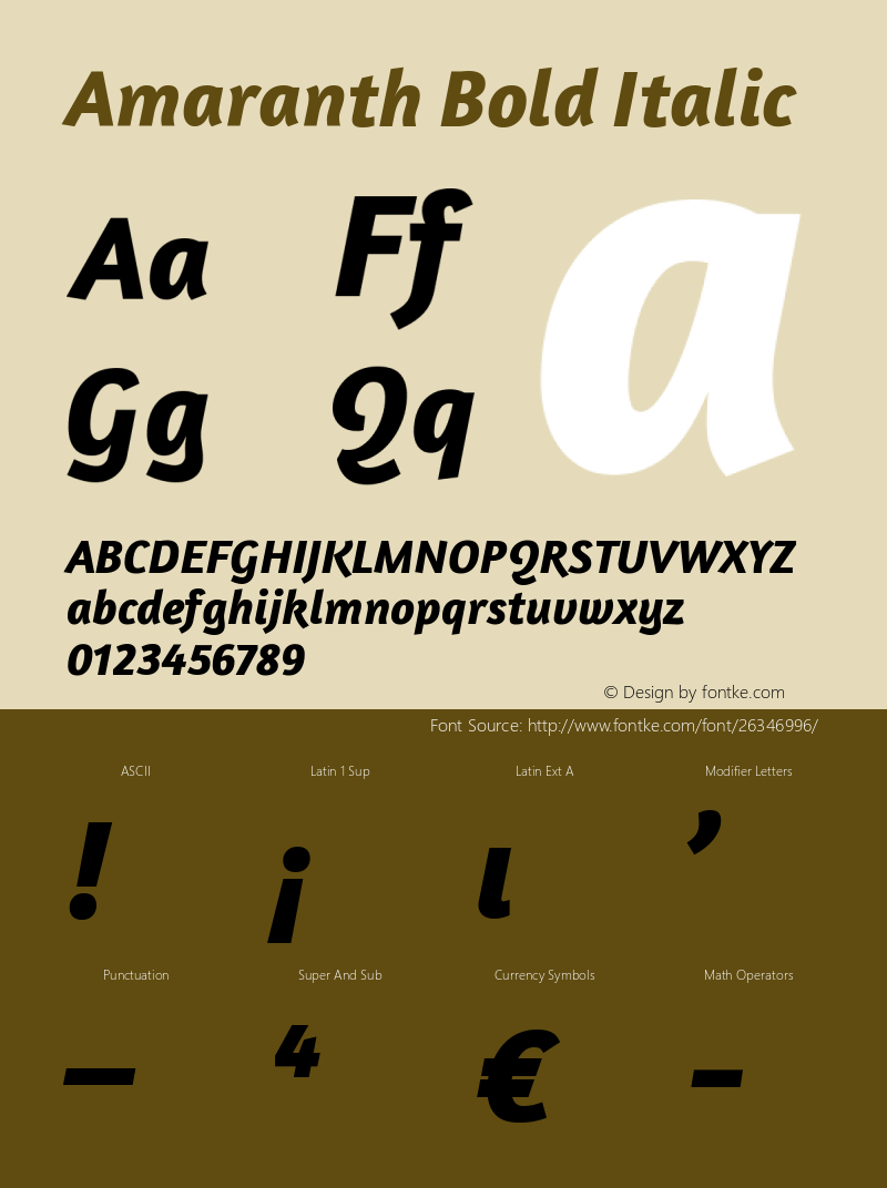 Amaranth Bold Italic Version 1.000图片样张
