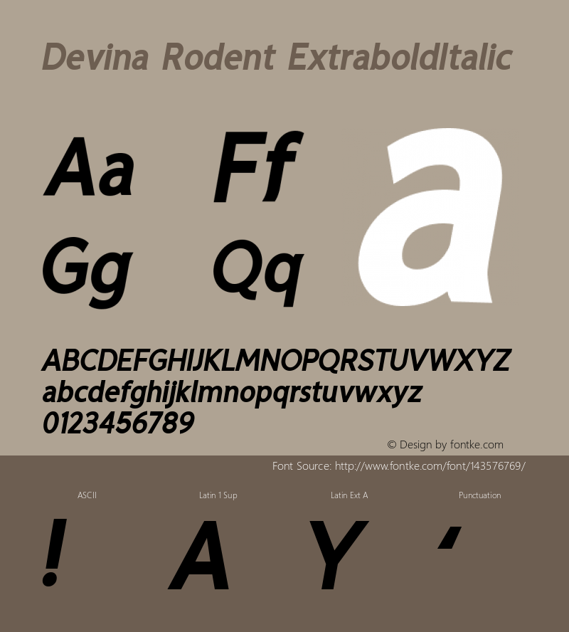 Devina Rodent ExtraboldItalic Version 1.002;Fontself Maker 3.5.4图片样张