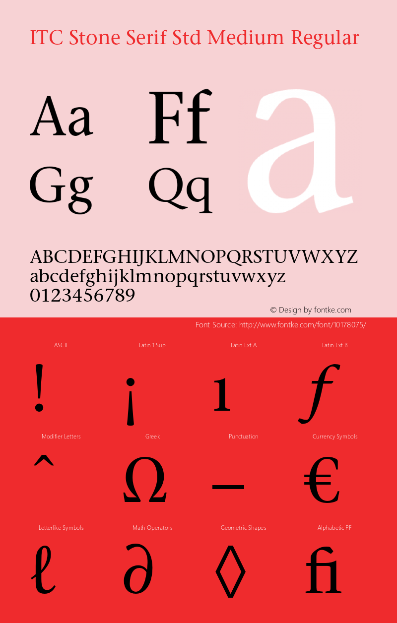 ITC Stone Serif Std Medium Regular OTF 1.018;PS 001.002;Core 1.0.31;makeotf.lib1.4.1585图片样张