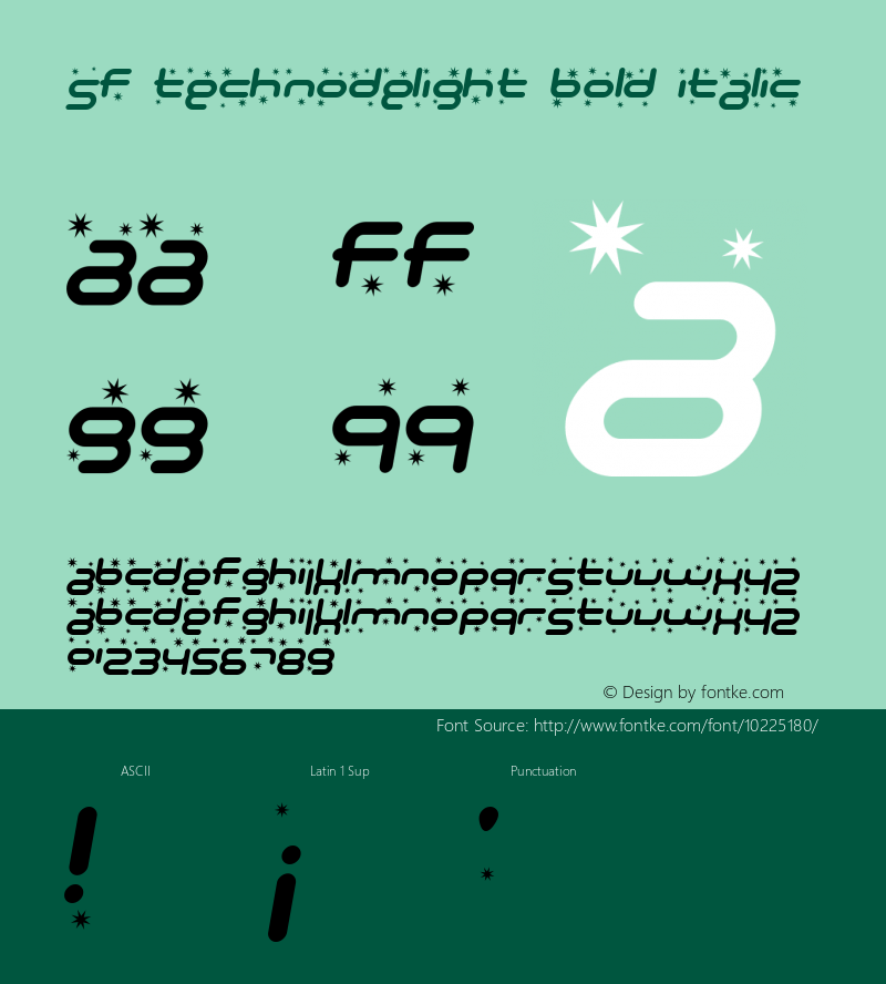 SF Technodelight Bold Italic Version 1.1图片样张