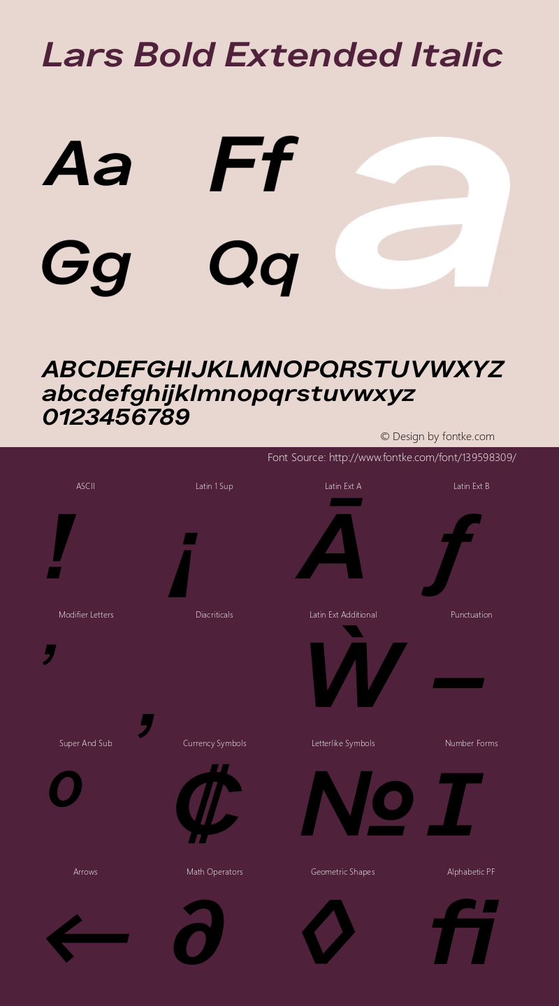 Lars Bold Extended Italic Version 3.000 | wf-rip DC20200325图片样张