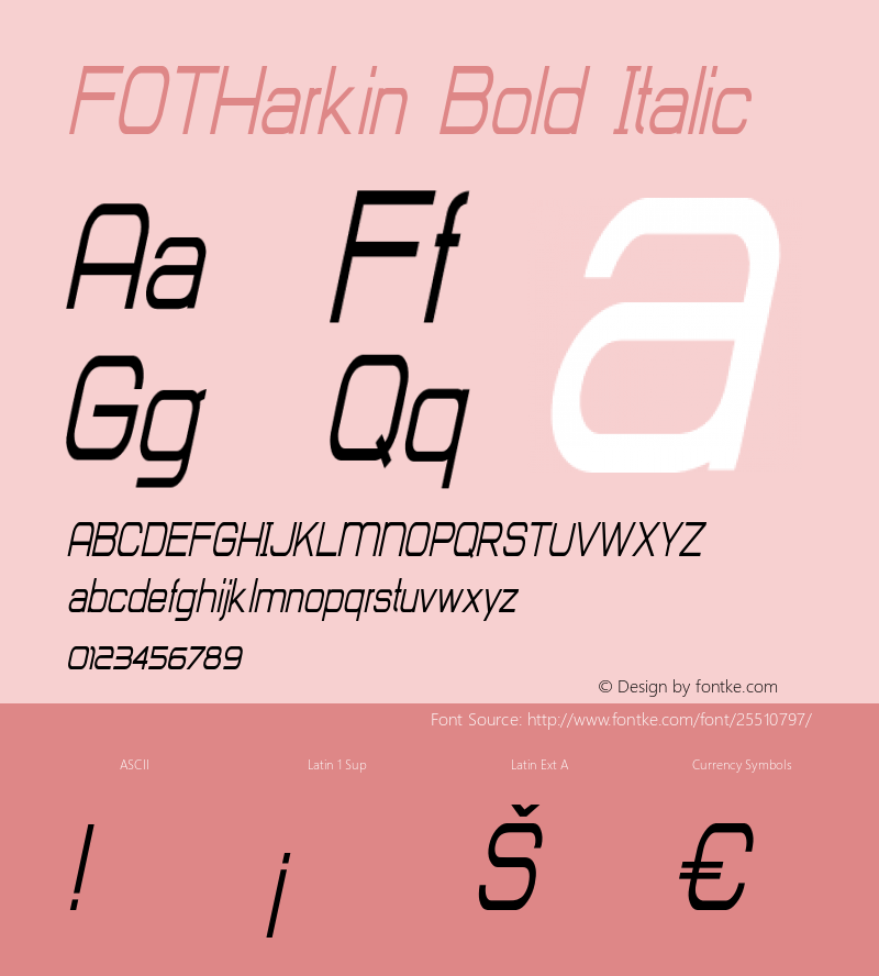 FOTHarkin-BoldItalic Version 1.000图片样张