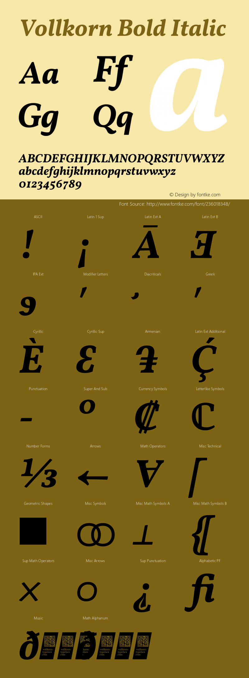 Vollkorn Bold Italic Version 5.001图片样张