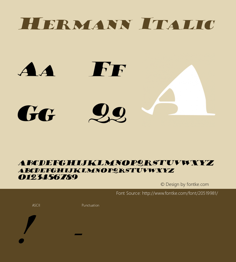 Hermann Italic Macromedia Fontographer 4.1 7/20/96图片样张