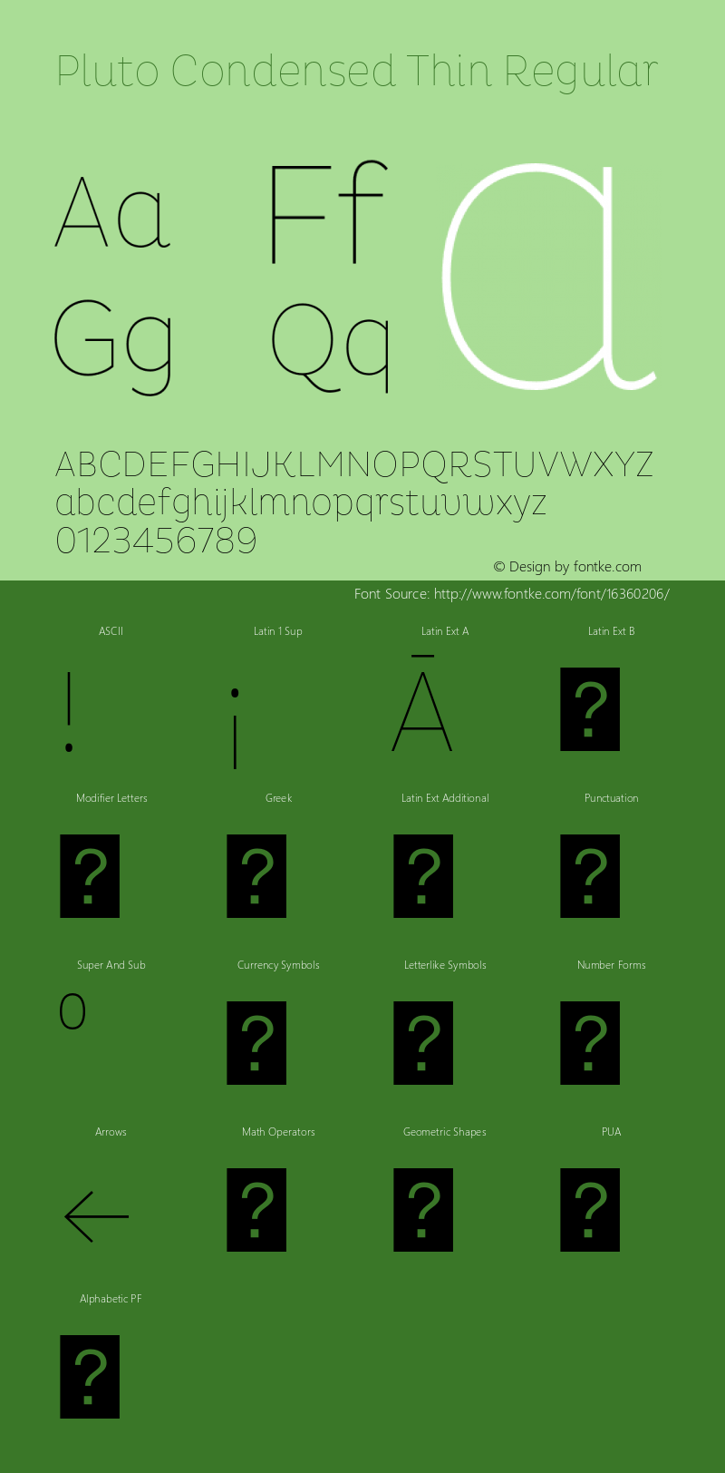 Pluto Condensed Thin Regular Version 1.000;PS 001.001;hotconv 1.0.56图片样张