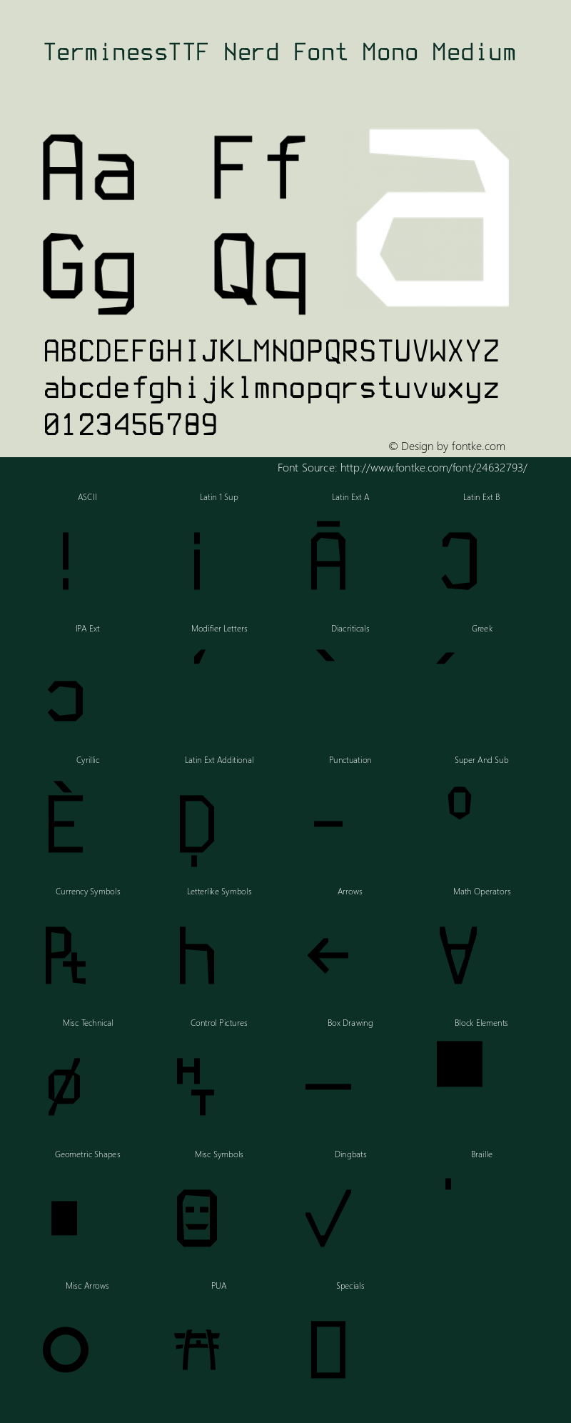 Terminess (TTF) Nerd Font Complete Mono Version 4.40.1;Nerd Fonts 1.图片样张