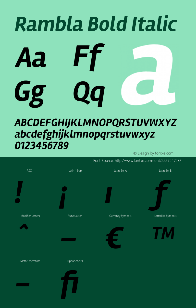 Rambla Bold Italic Version 1.001图片样张