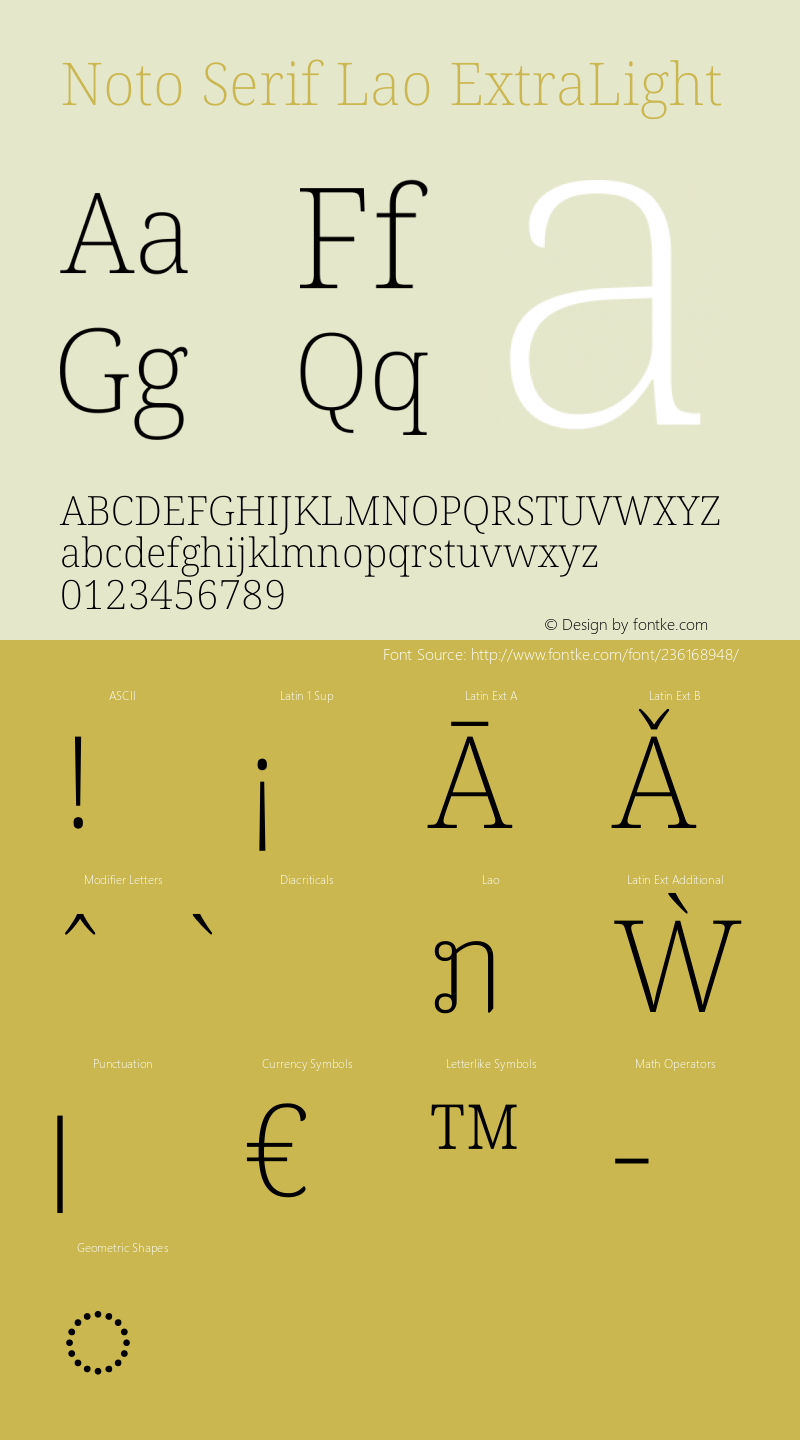 Noto Serif Lao ExtraLight Version 2.002图片样张