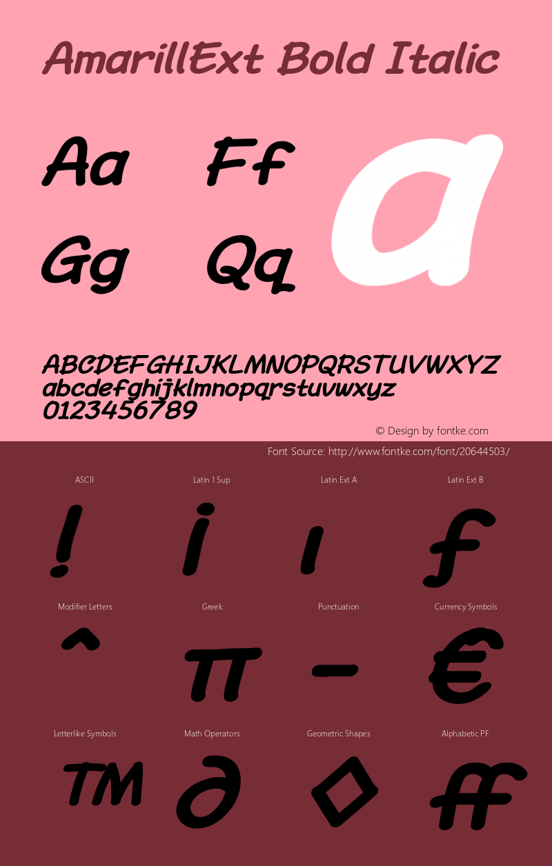 AmarillExt Bold Italic Version 1.000图片样张