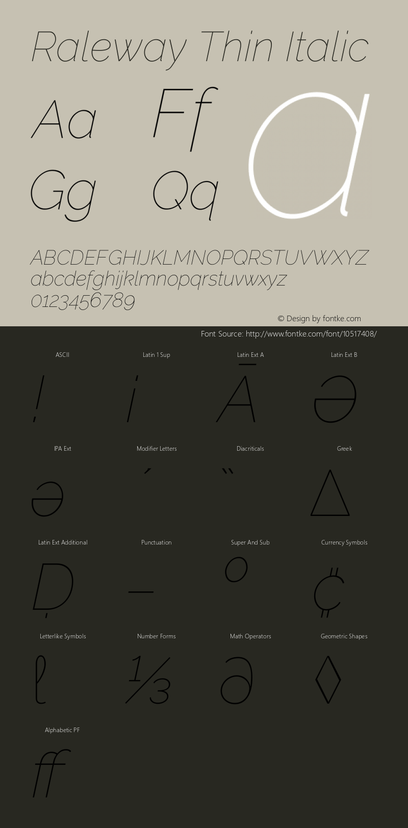 Raleway Thin Italic Version 3.000; ttfautohint (v0.96) -l 8 -r 28 -G 28 -x 14 -w 