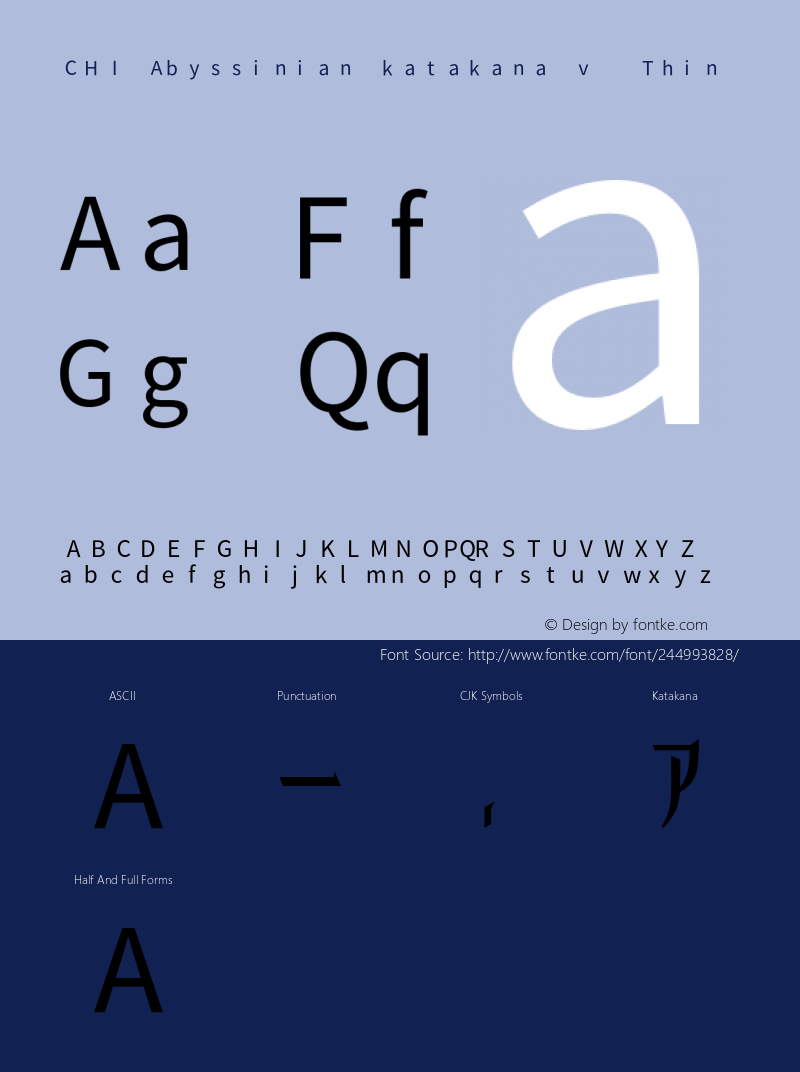 CHI_Abyssinian_katakana_v3 Thin Version 1.003;hotconv 1.0.109;makeotfexe 2.5.65596图片样张