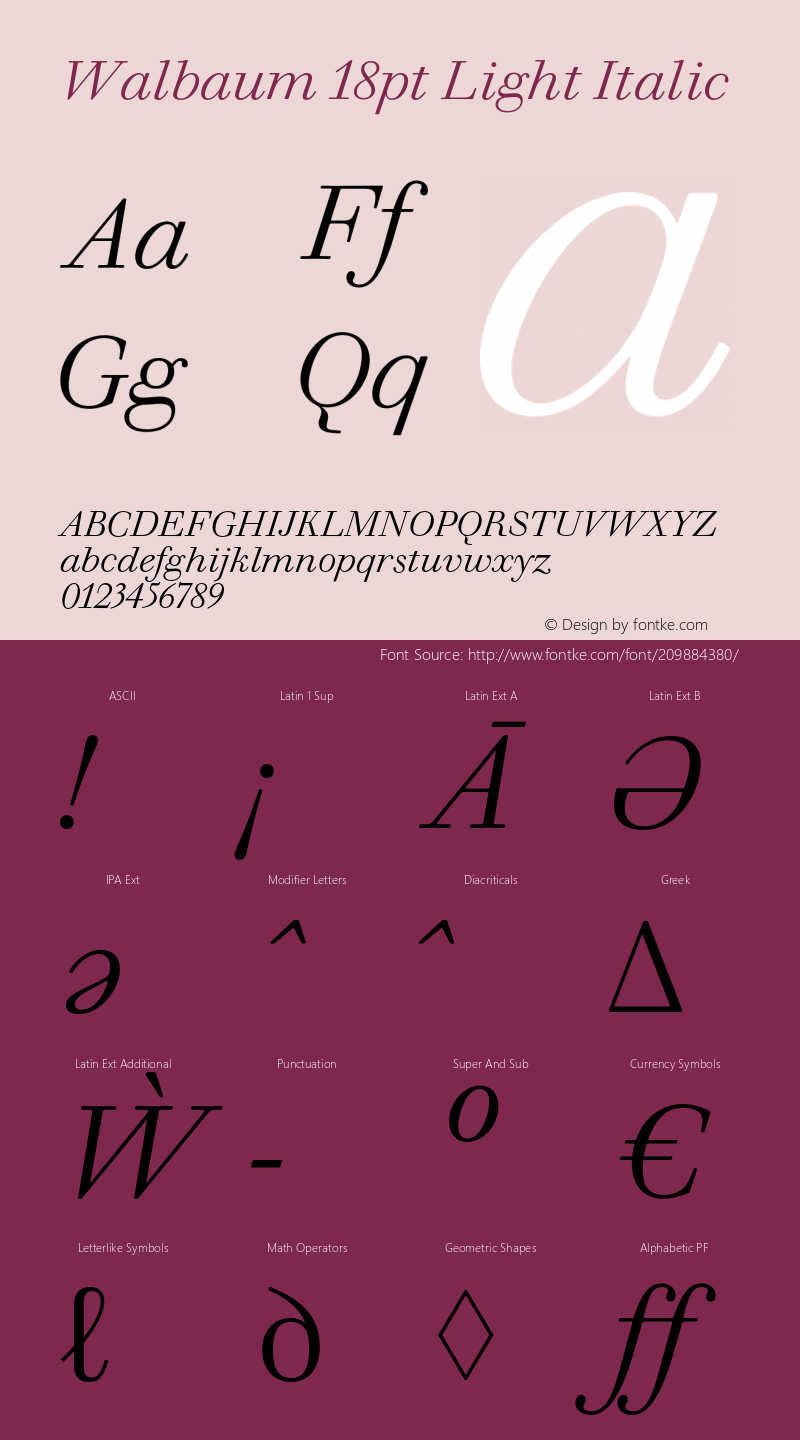 Walbaum 18pt Light Italic Version 1.01, build 5, s3图片样张